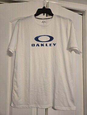 Oakley White Short-Sleeve Tee with Blue Logo